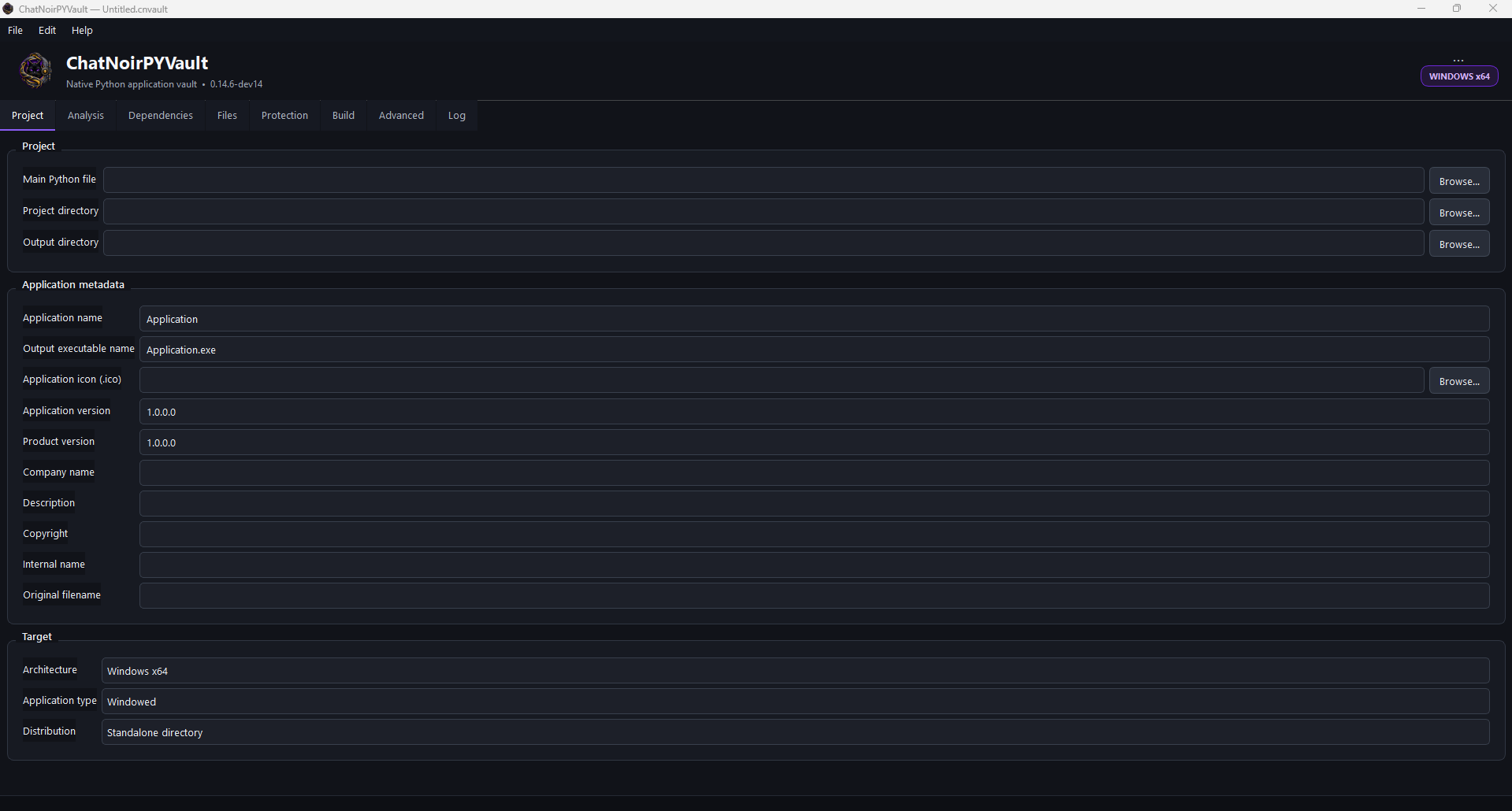 Chat Noir PYVault graphical interface